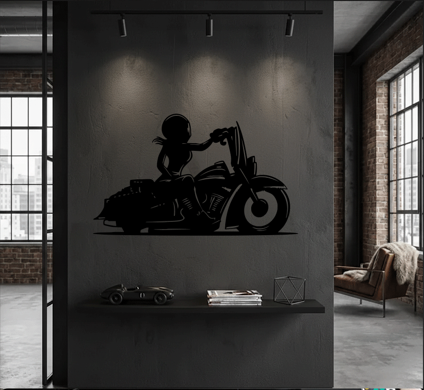 Female Biker - Metal Wall Art