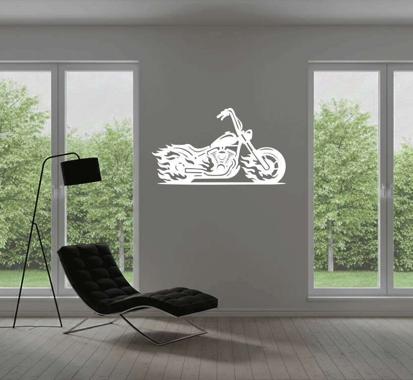 Flaming Bike - Metal Wall Art