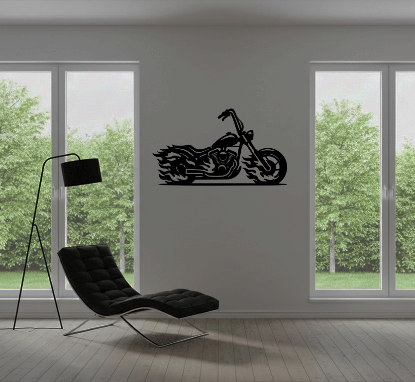 Flaming Bike - Metal Wall Art