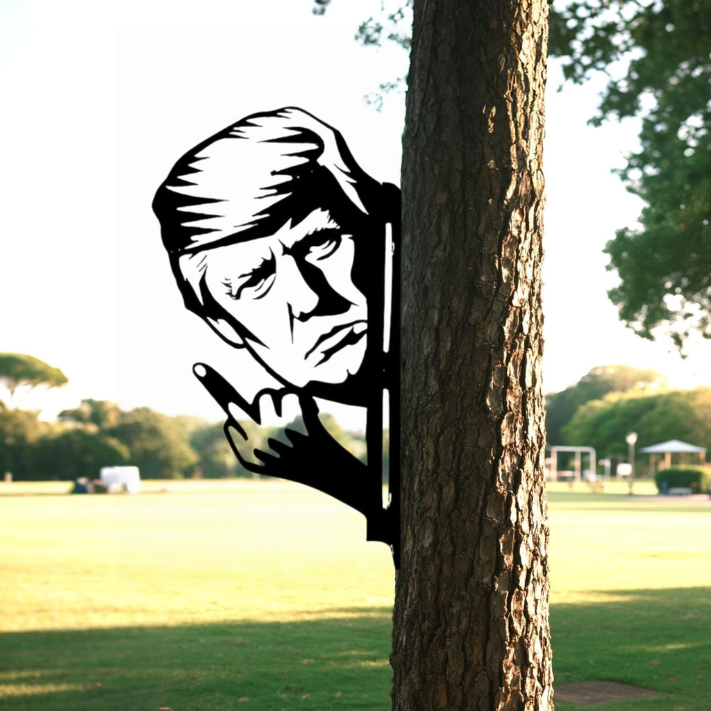 Peaking a Boo Flipping Off Trump Presidial Metal Sign Art Ornament
