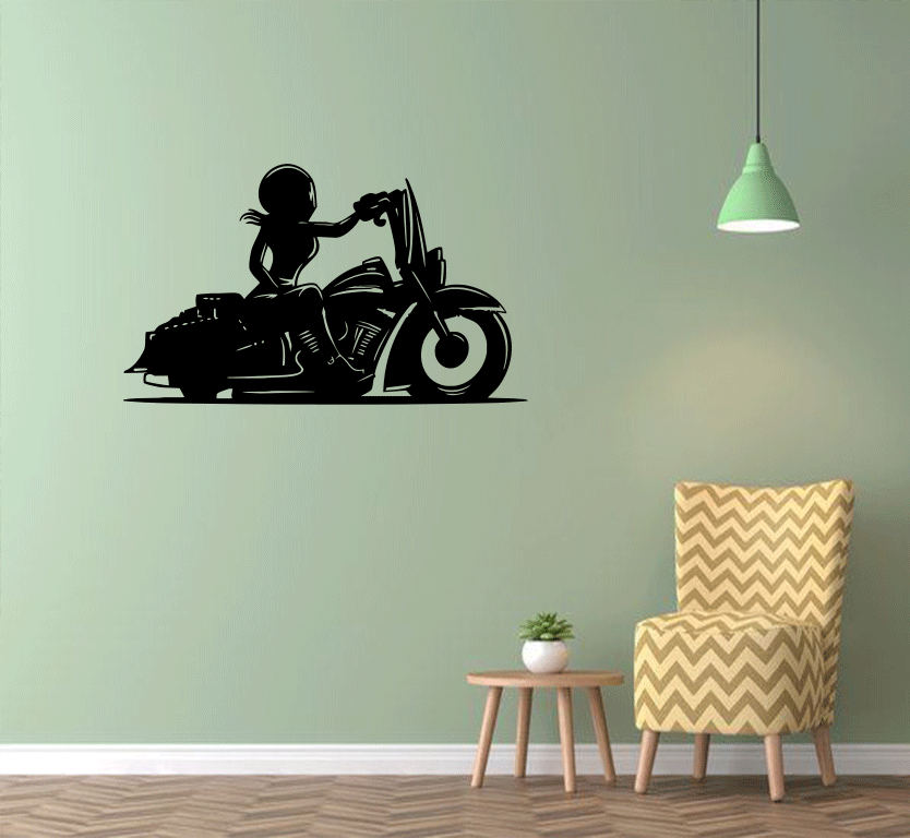 Female Biker - Metal Wall Art