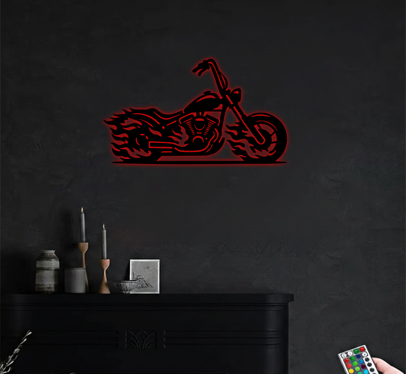 Flaming Bike - Metal Wall Art