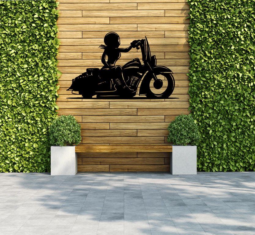 Female Biker - Metal Wall Art