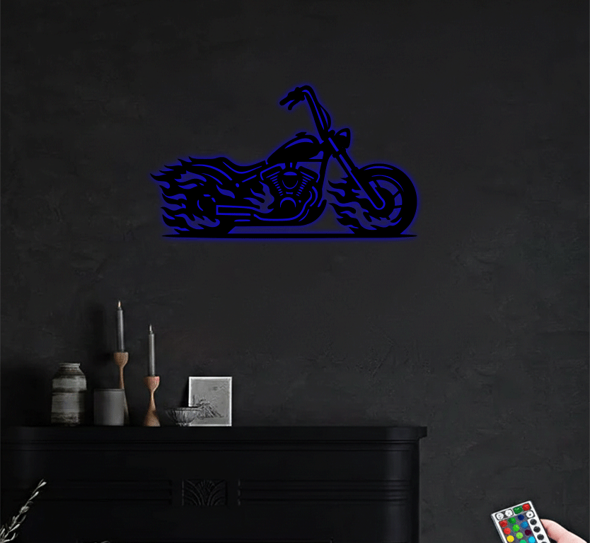 Flaming Bike - Metal Wall Art