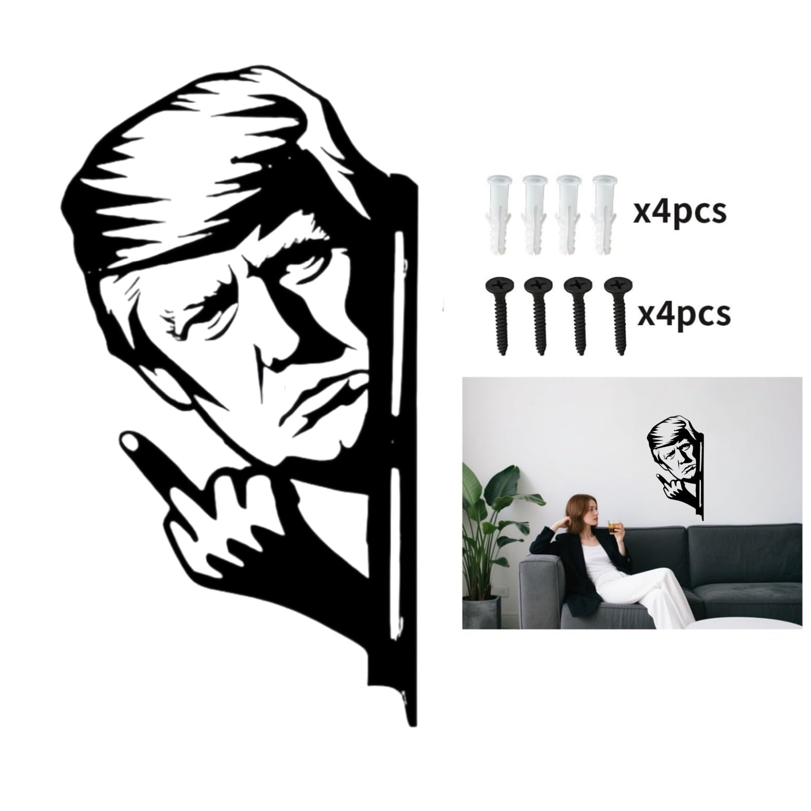 Peaking a Boo Flipping Off Trump Presidial Metal Sign Art Ornament