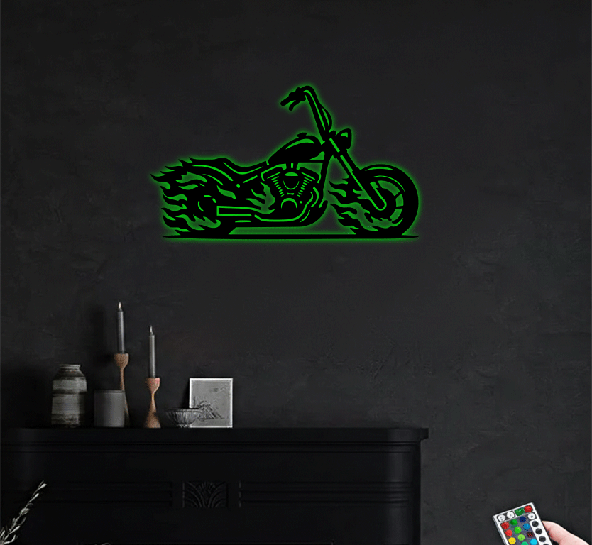 Flaming Bike - Metal Wall Art