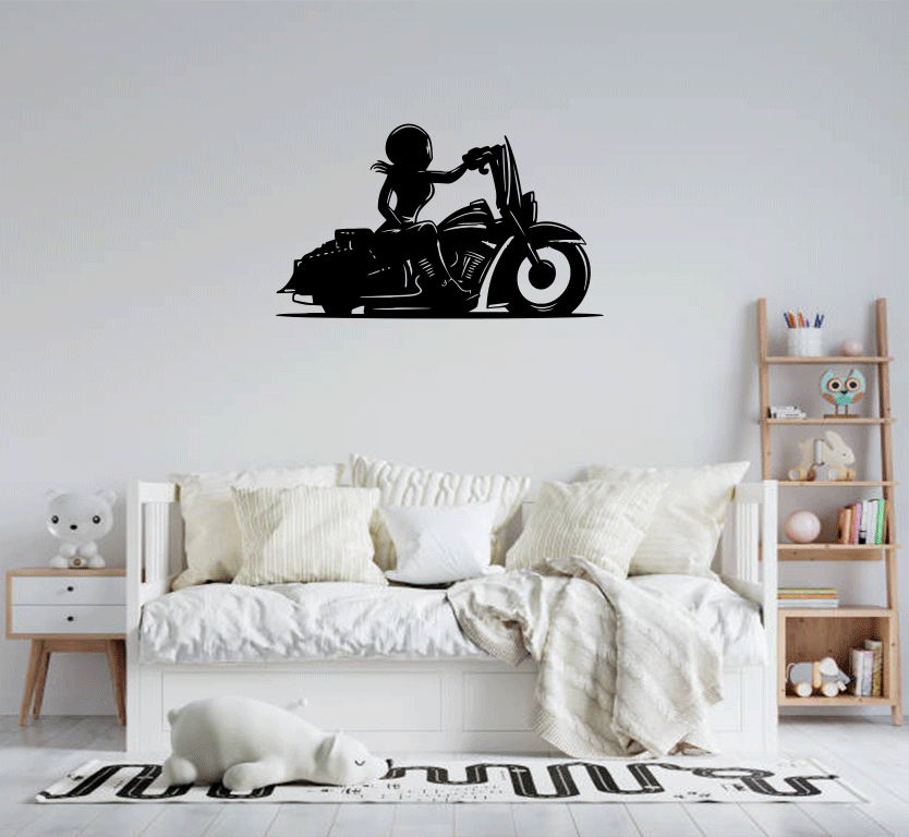 Female Biker - Metal Wall Art