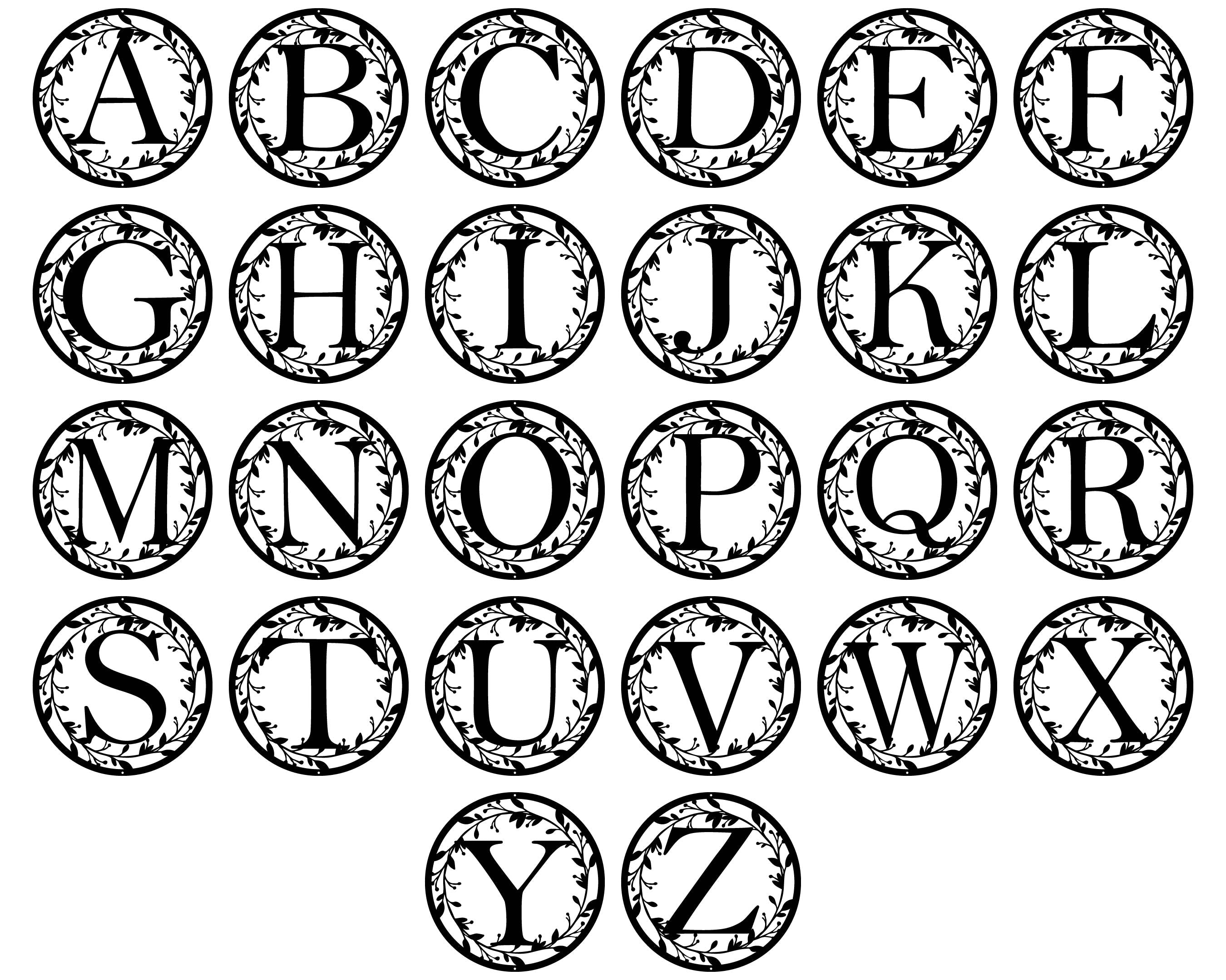 Letter Circle Monogram with Vines