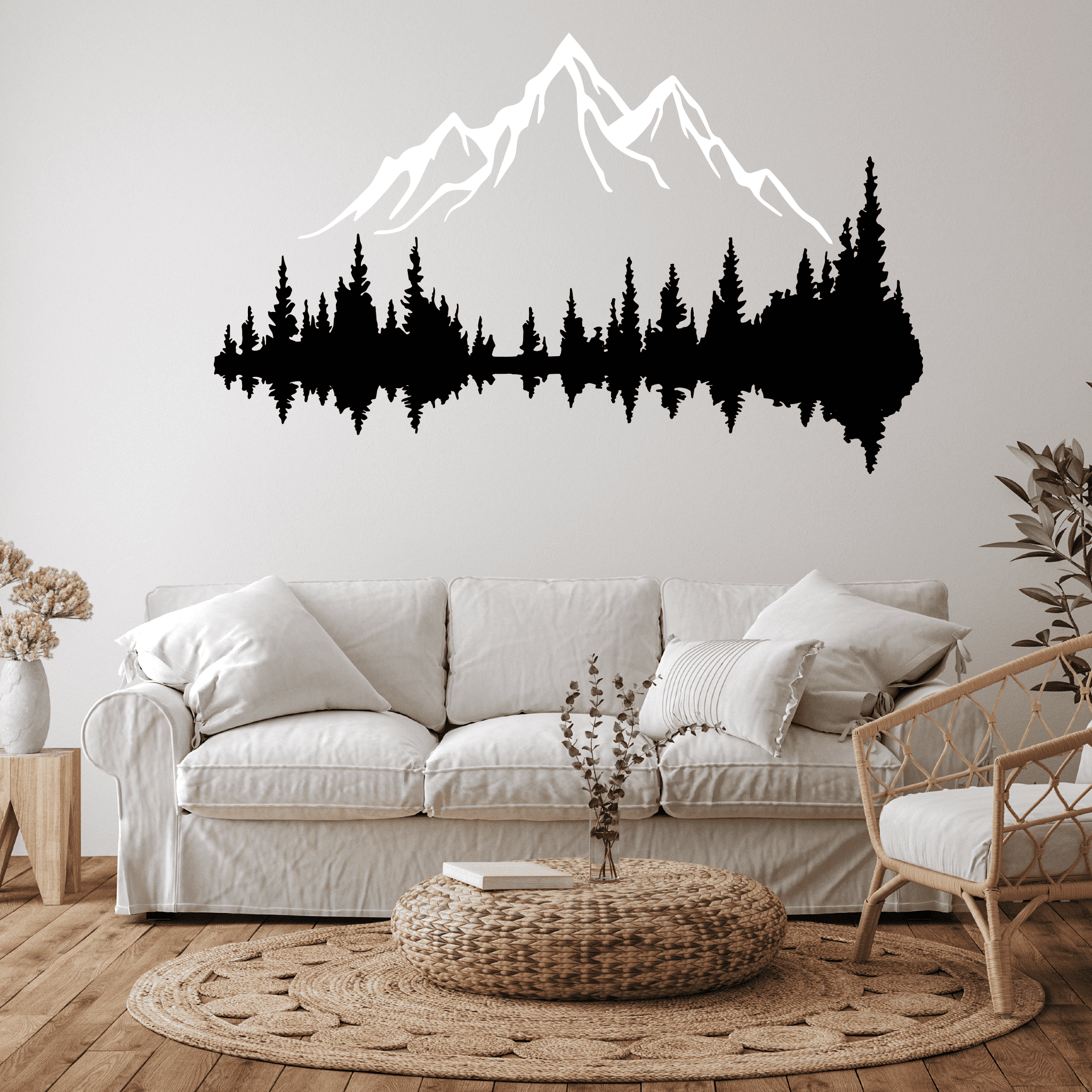 White Mountain and Dark Forest Metal Wall Art