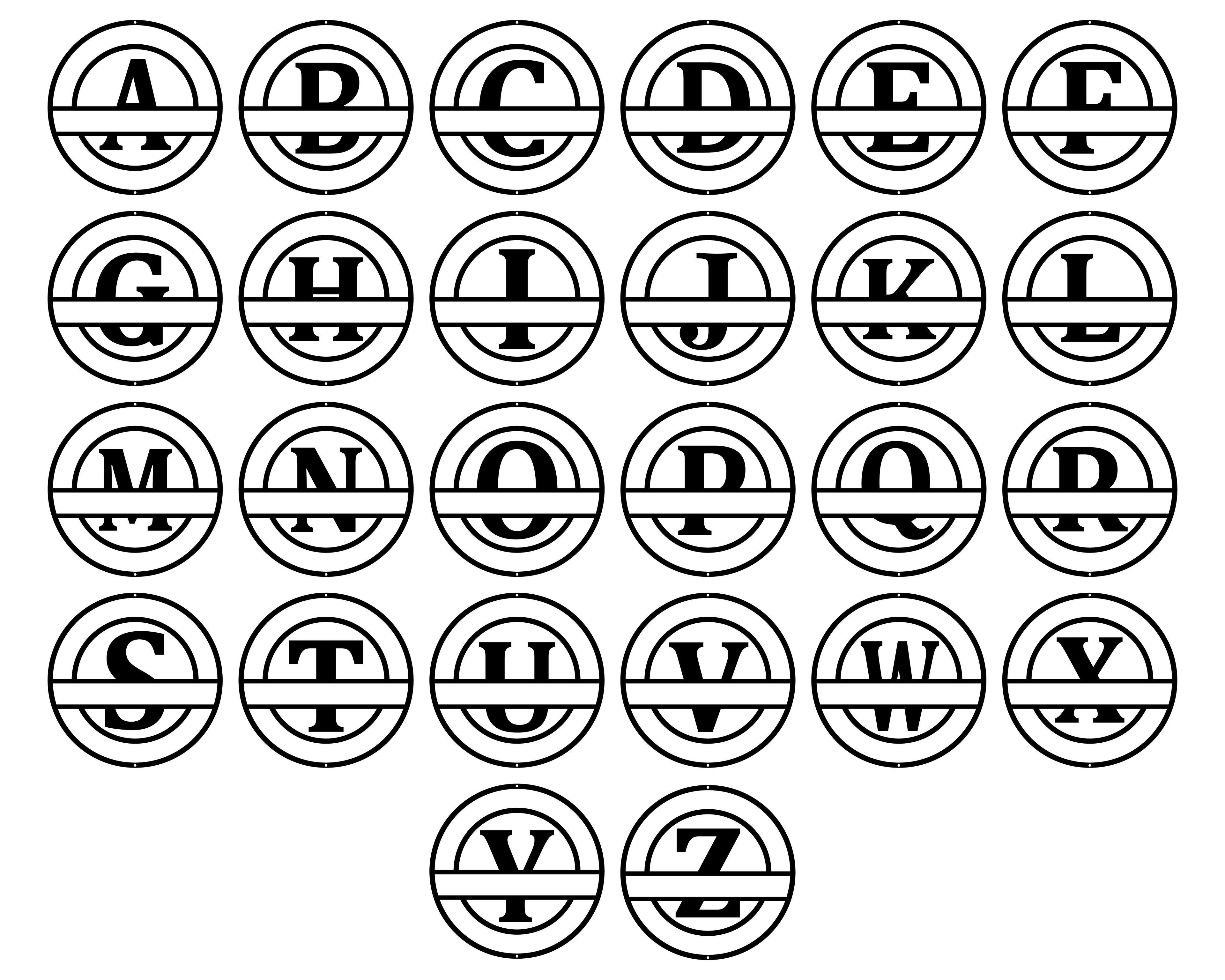 Double Circle Split Letter Monogram
