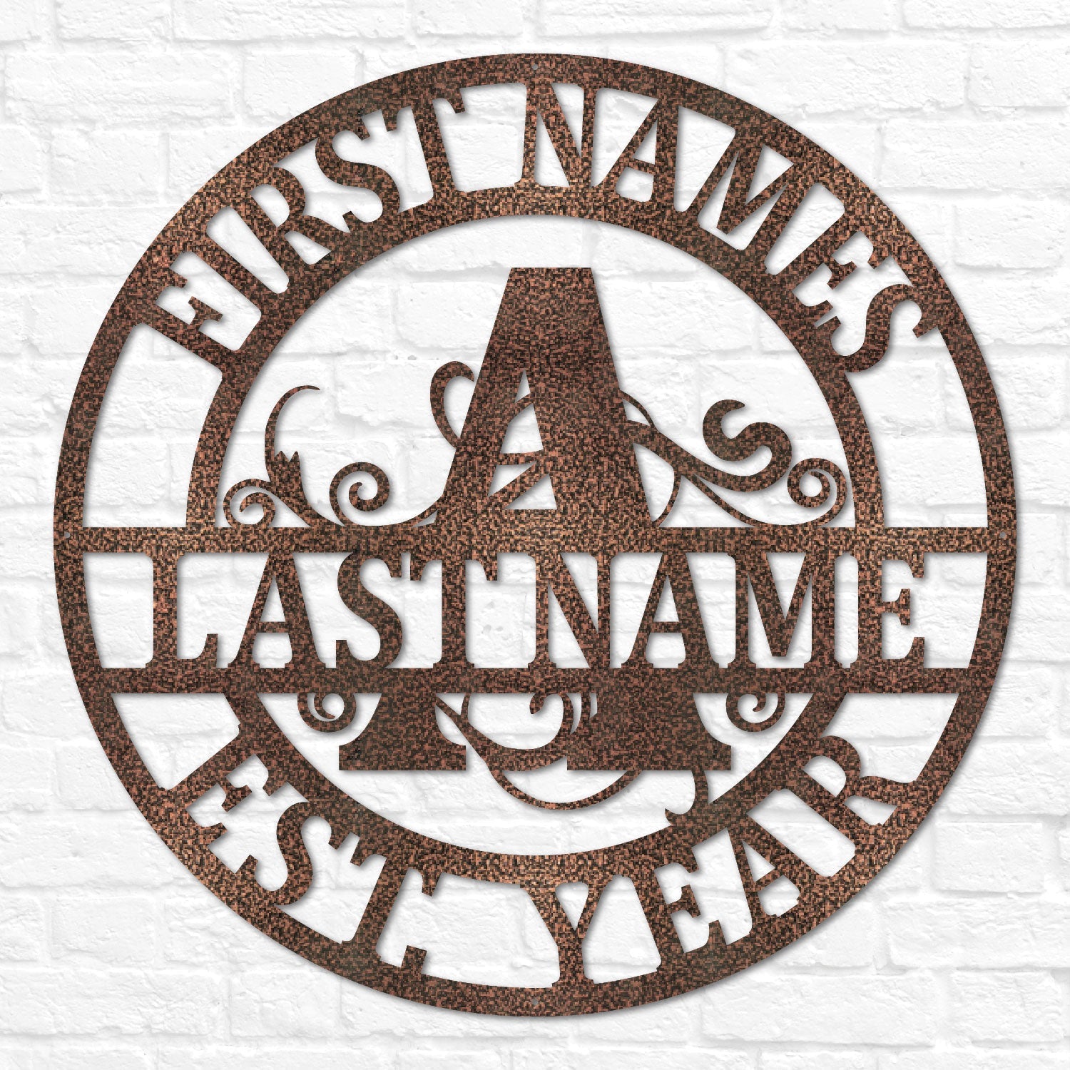 Double Circle Split Letter Flourish Monogram