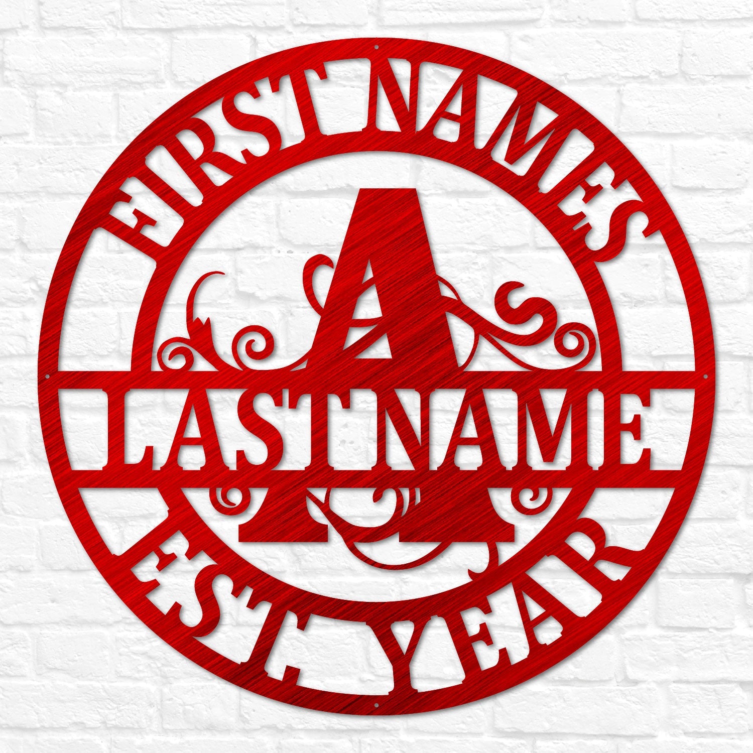 Double Circle Split Letter Flourish Monogram
