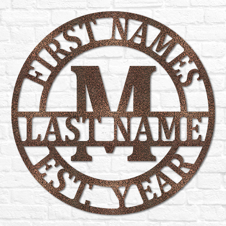 Double Circle Split Letter Flourish Monogram