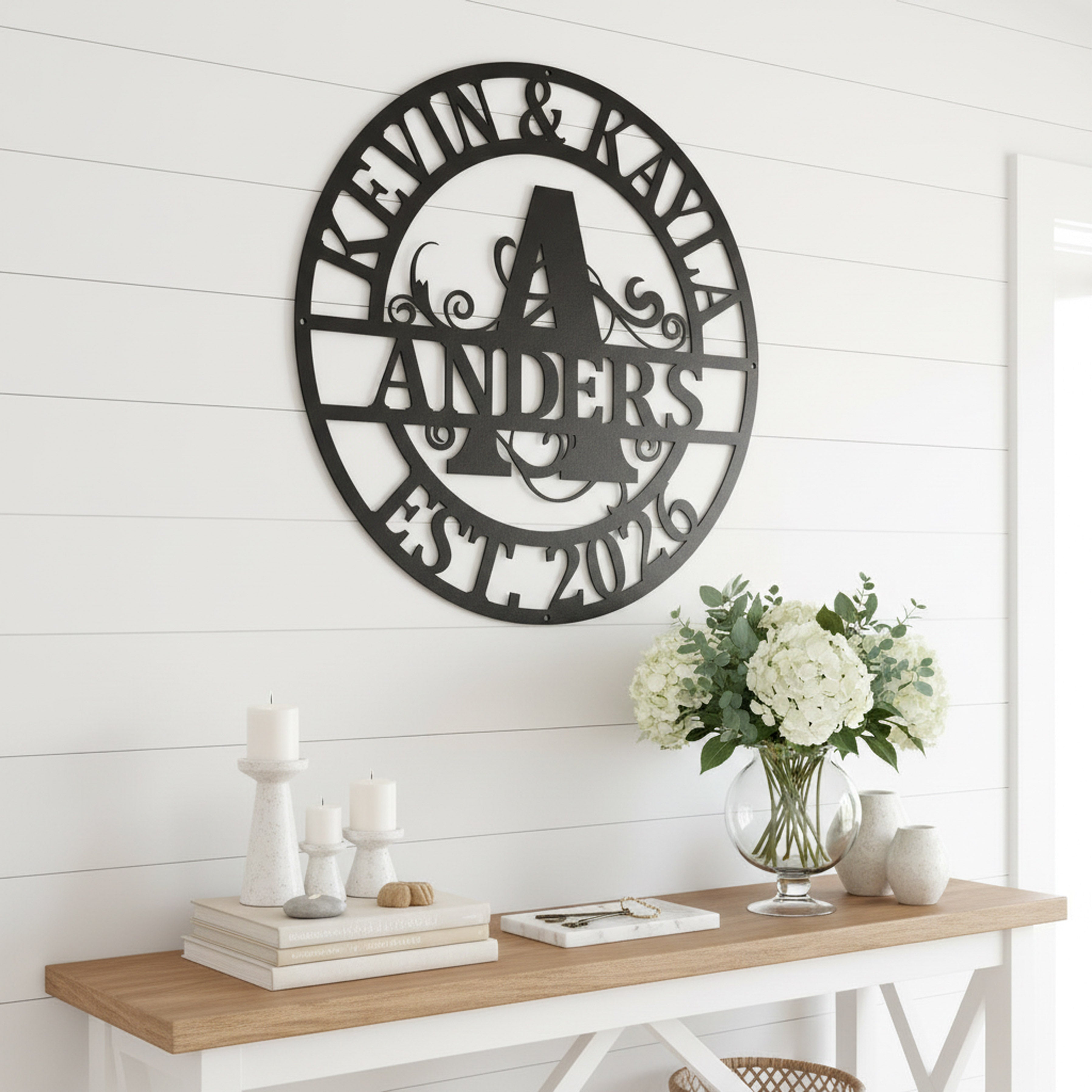 Double Circle Split Letter Swirly Monogram