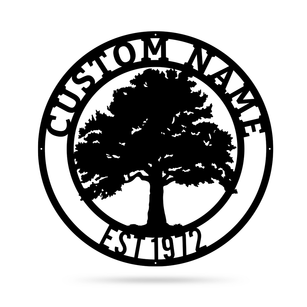 Oak Tree Personalized Metal Name Sign