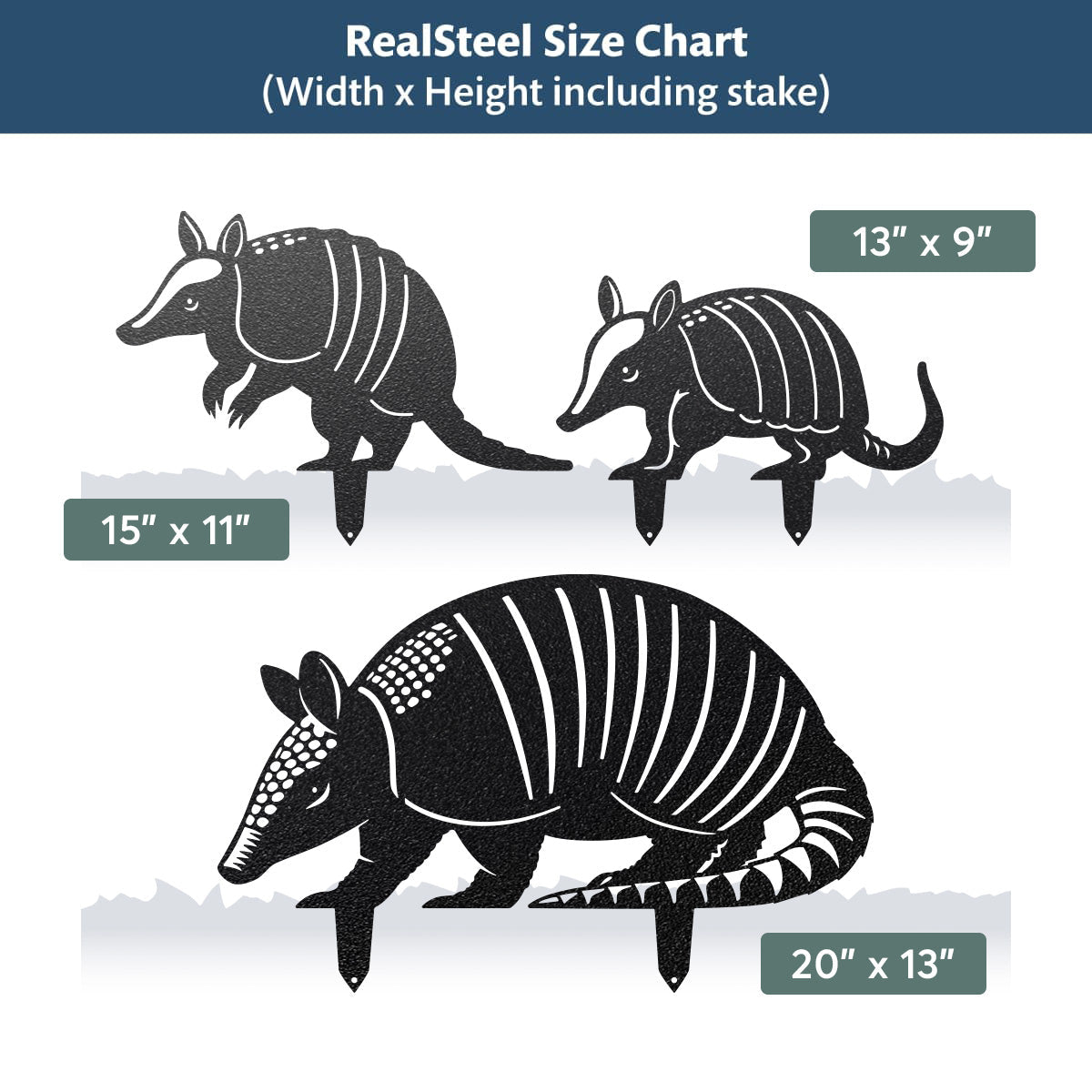 Garden Art - Armadillo Family 3 Pack