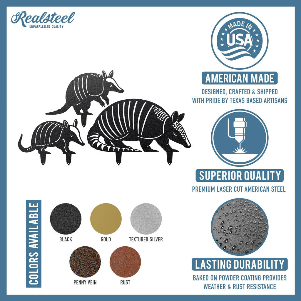 Garden Art - Armadillo Family 3 Pack