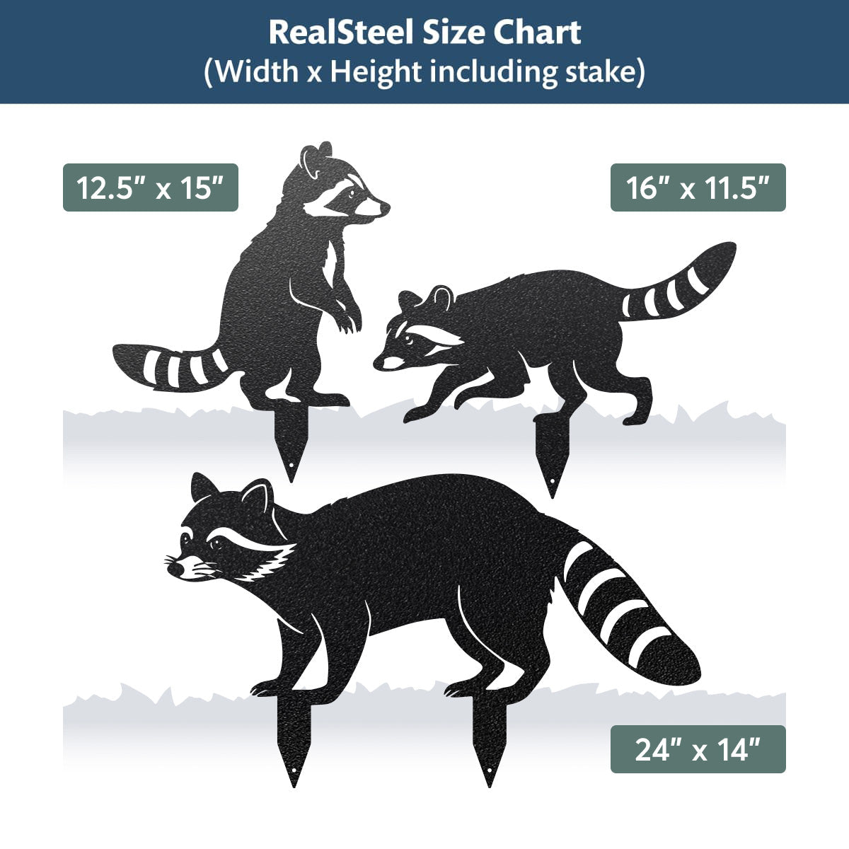 Garden Art - Raccoon Family 3 Pack