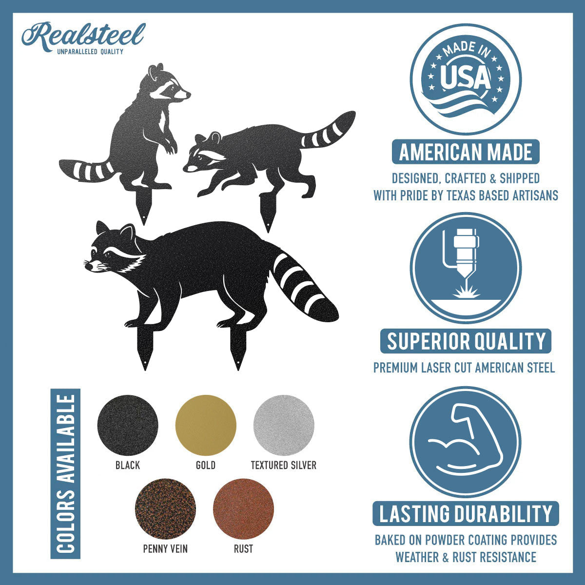 Garden Art - Raccoon Family 3 Pack