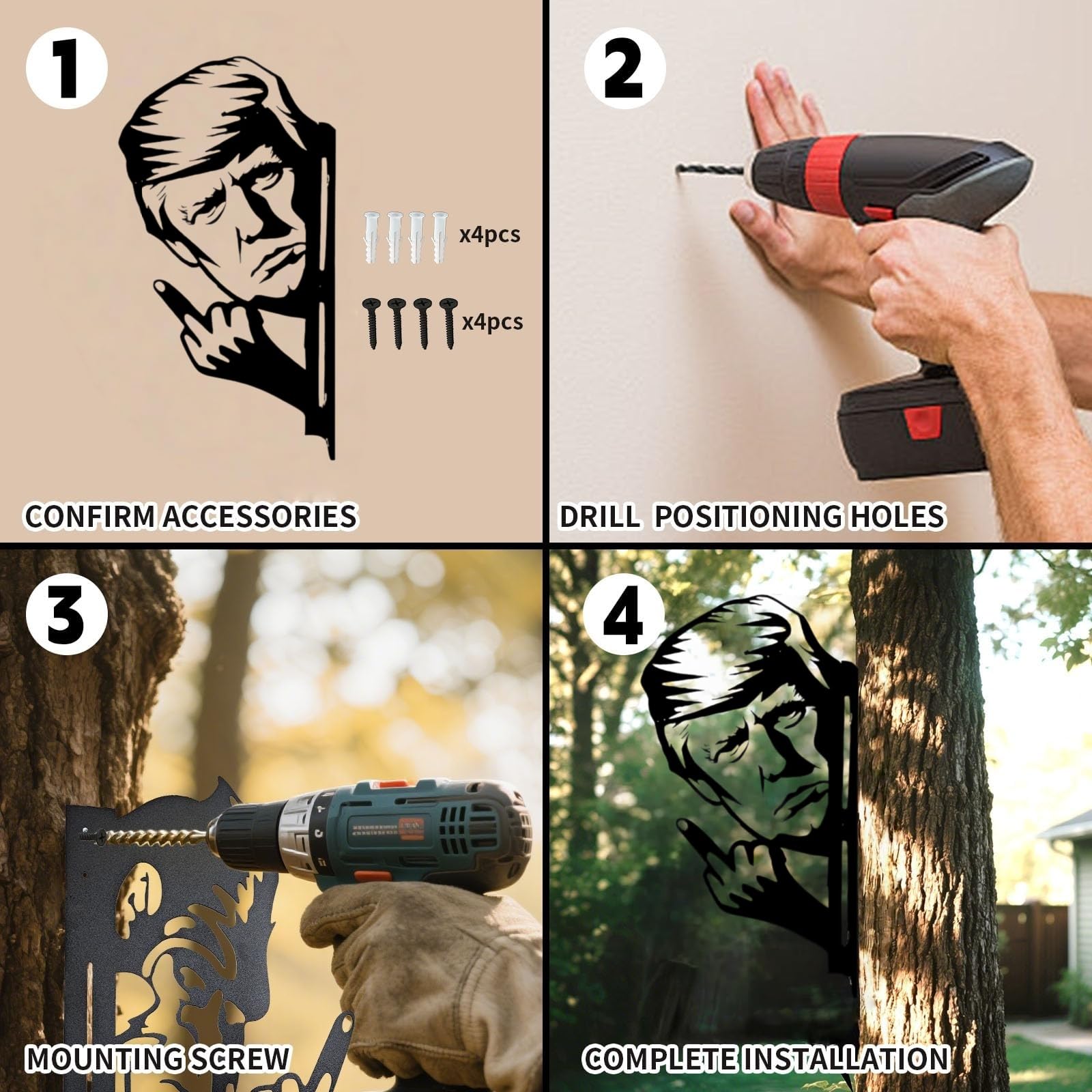 Peaking a Boo Flipping Off Trump Presidial Metal Sign Art Ornament