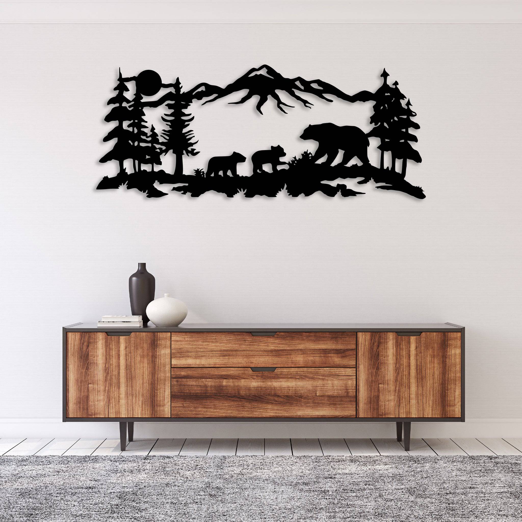 Mountain Bear Family - Metal Wall Art