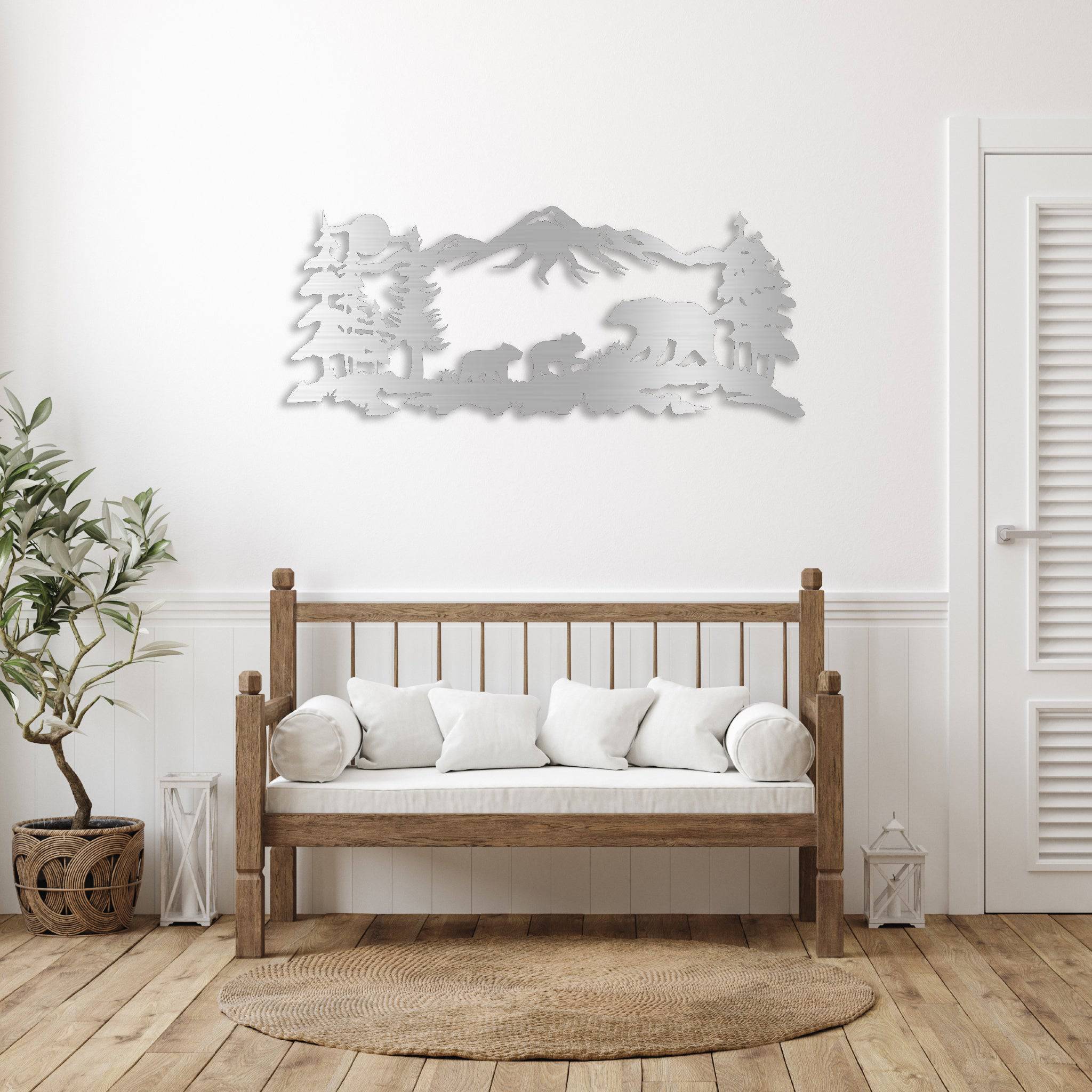 Mountain Bear Family - Metal Wall Art
