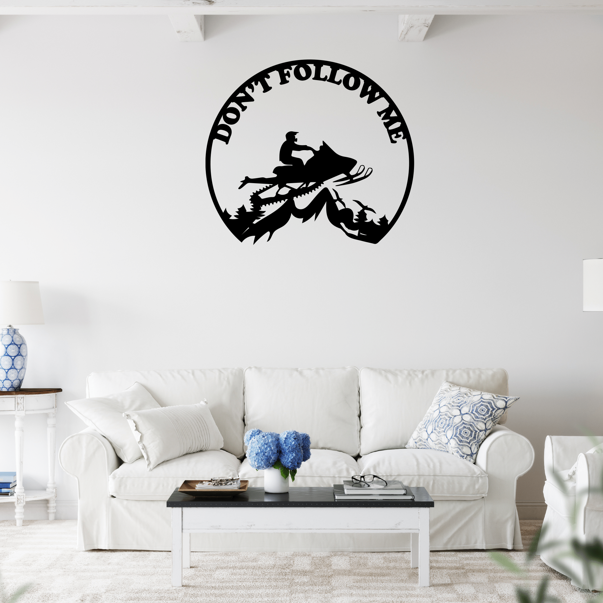 Snowmobiler -Don't Follow Me  - Metal Wall Art