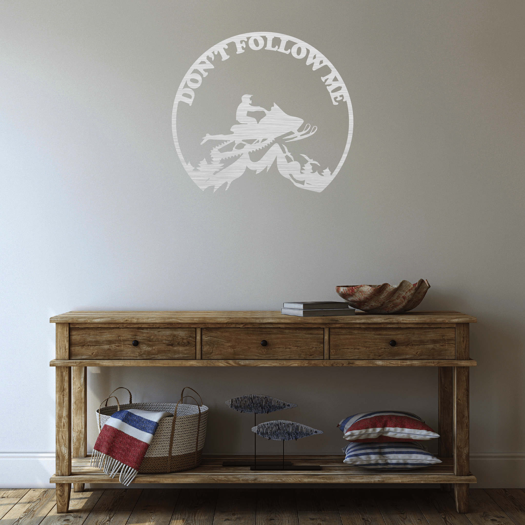 Snowmobiler -Don't Follow Me  - Metal Wall Art